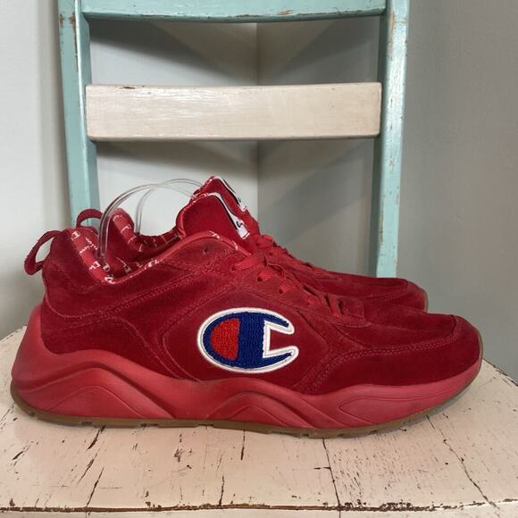 CHAMPION CMS10004M 93EIGHTEEN RED SUEDE LOW TOP SHOES SNEAKERS Men's SIZE 13m - Picture 1 of 9